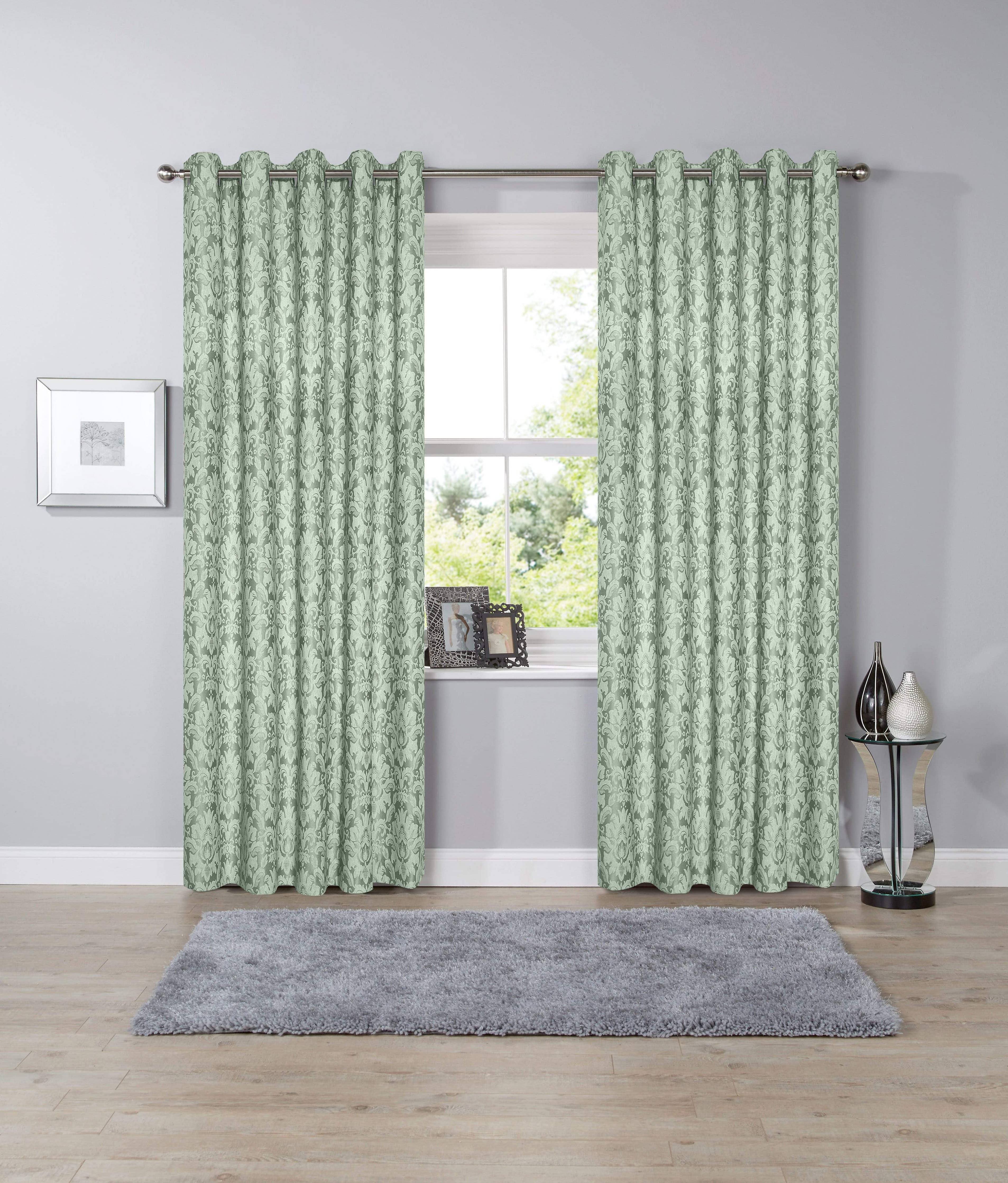 OLIVIA ROCCO Savoy Woven Jacquard Curtains: DUCKEGG / 66” x 90”