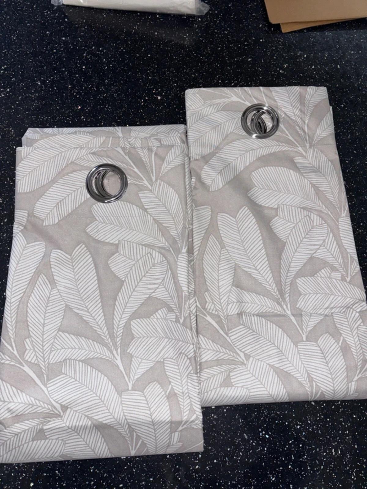 Leaf Pattern Blackout Curtains 2 panels 66Wx72L