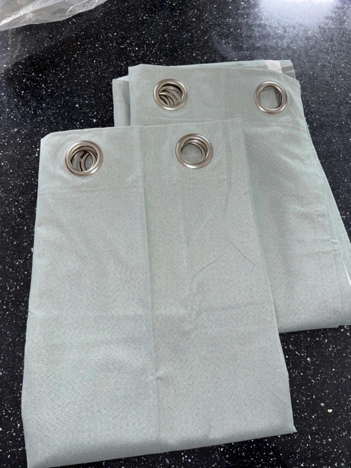 Duck Egg Blue Blackout Curtains 66W×72L Inch  Textured Lined Eyelet 2 Panels Window Curtain