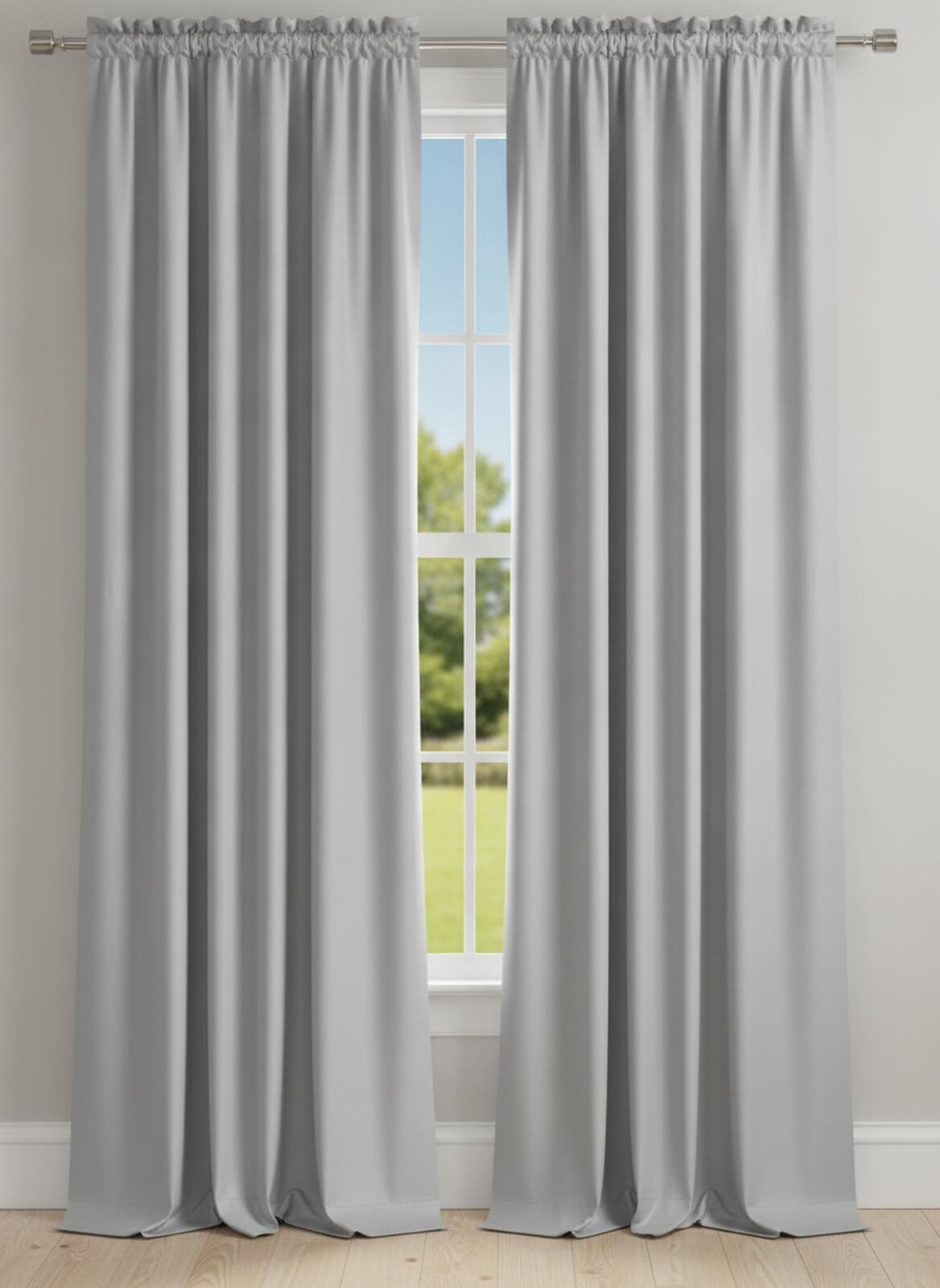 Grey Pencil pleat Curtain Panels Set - 2 Panels, 46W x 90L