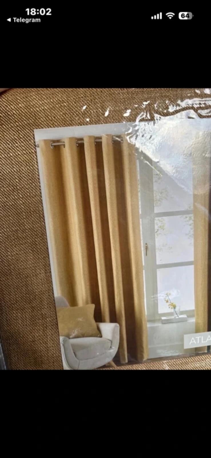 Woven Ochre fully lined Curtains 90Wx54L