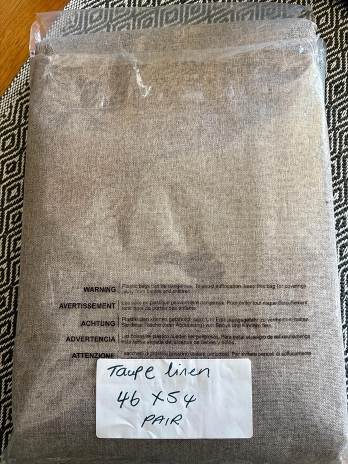 Faux Linen Blackout curtains 2 panels each 46Wx54L - Taupe