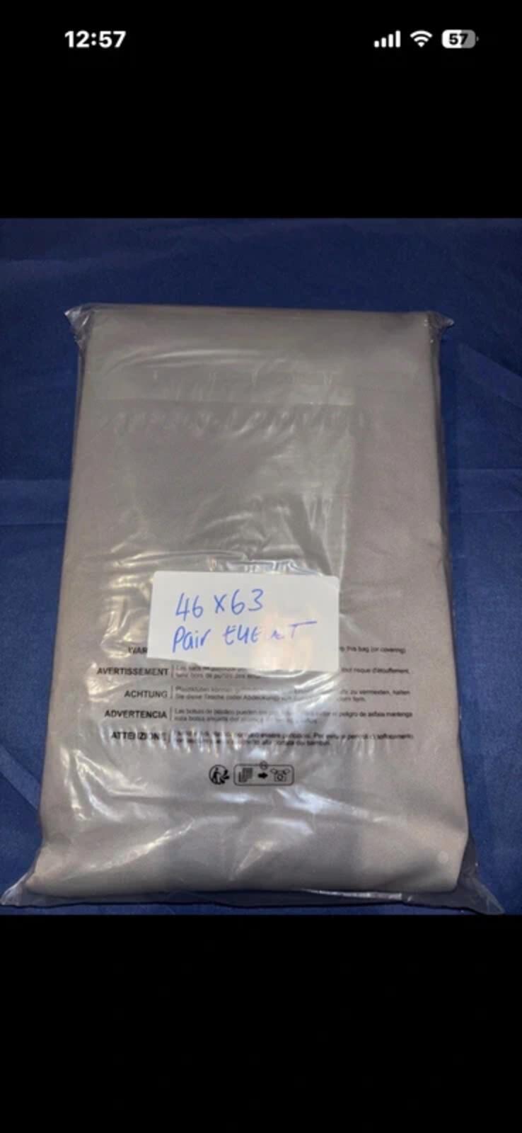 Pair of super soft Grey Blackout curtains 46Wx63L