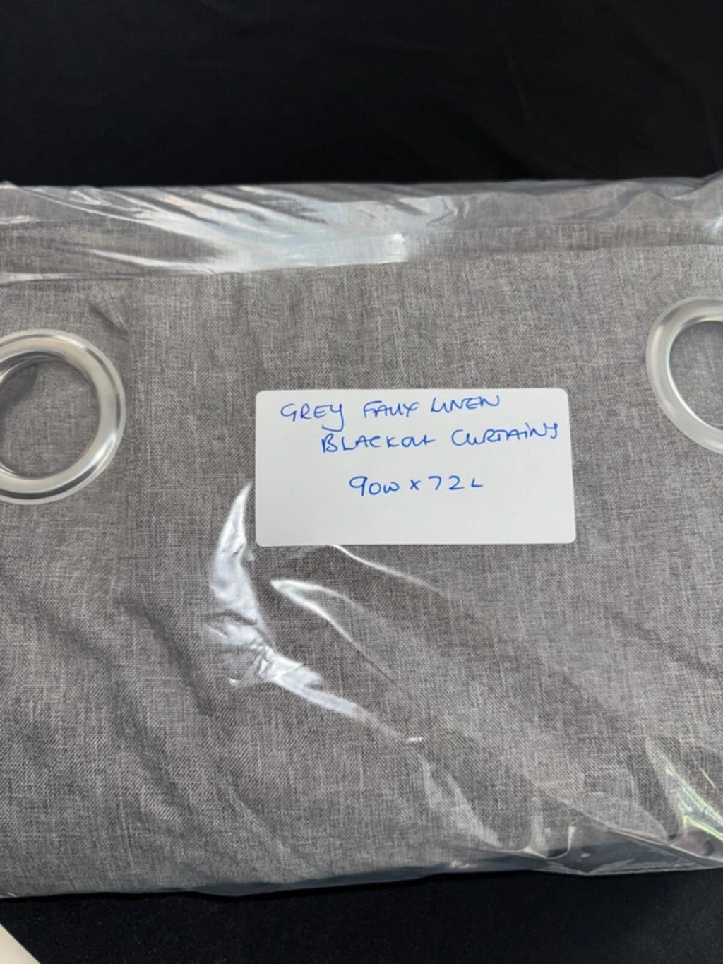 Faux Linen blackout Curtains Grey 90Wx72L