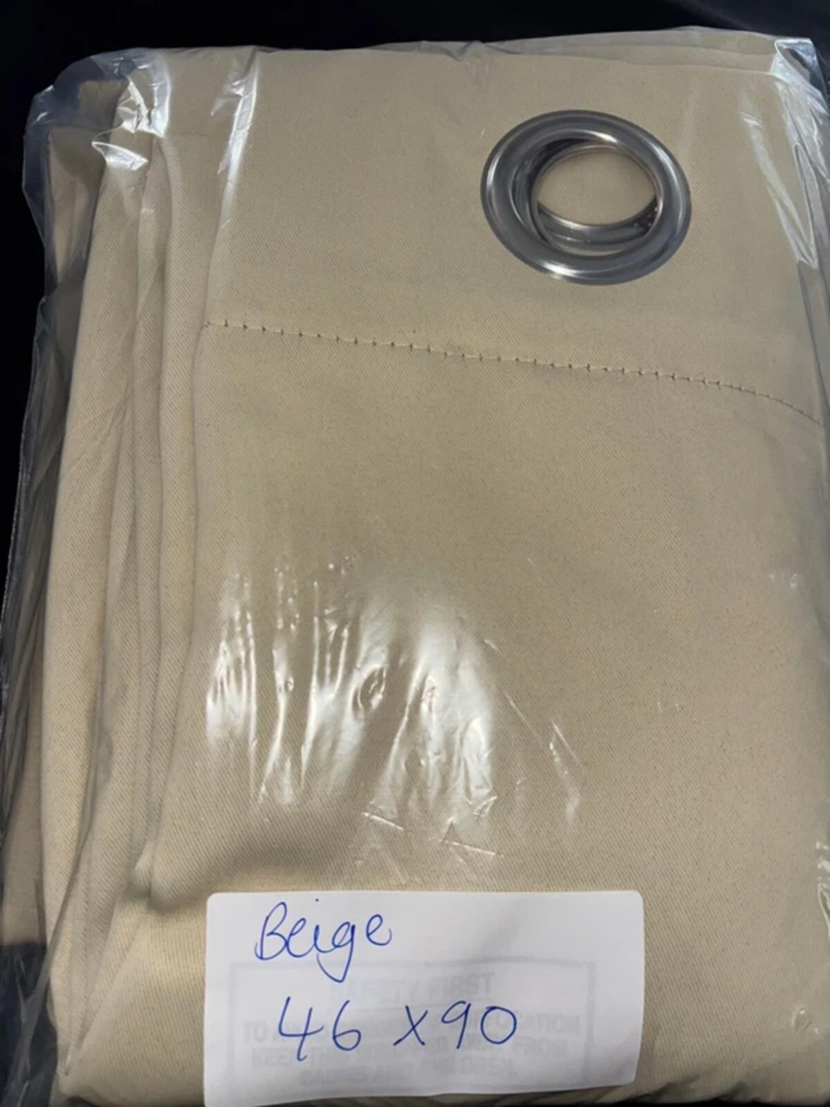 Beige eyelet Blackout Curtains 2 panels 46Wx90L inches
