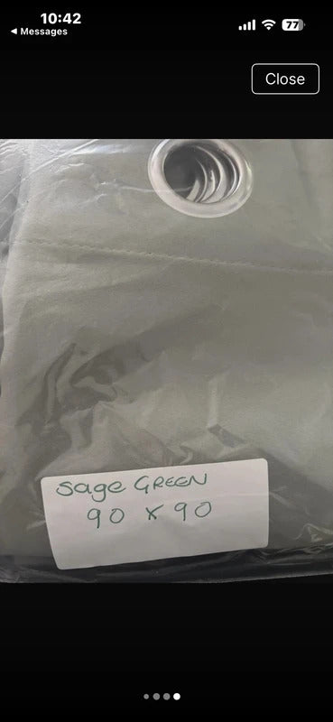 Sage Green Eyelet curtains 90Wx90L inches x2 panels