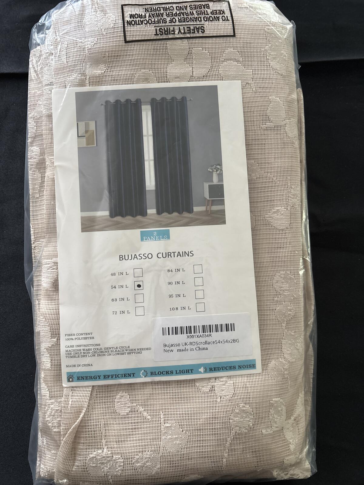 Vintage style Lace Curtains in beige 2 panels 54Wx54L inches