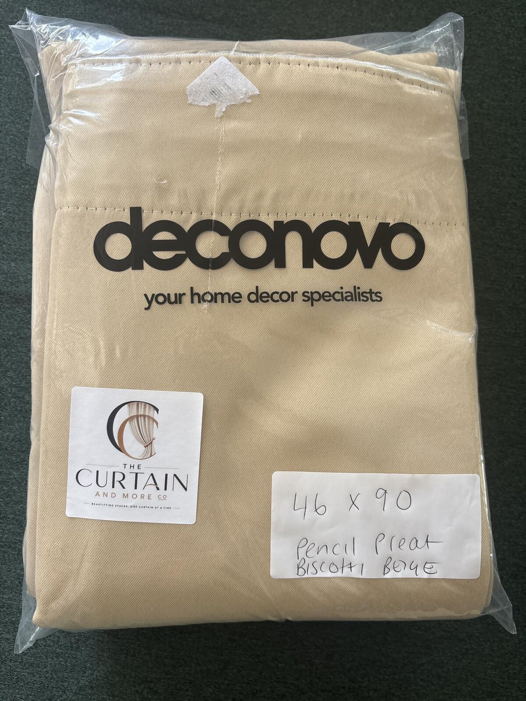 Biscotti Beige Pencil Pleat Curtains 46Wx90 L x 2 panels