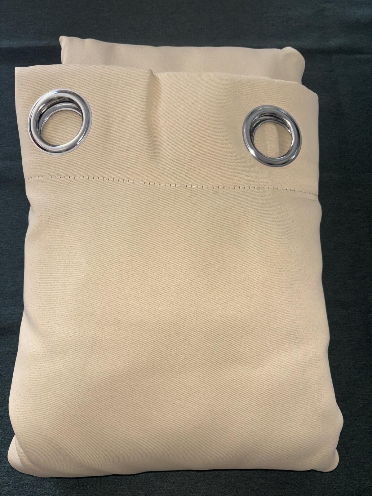 Biscotti Beige Eyelet Curtains L90x90W x 2 panels