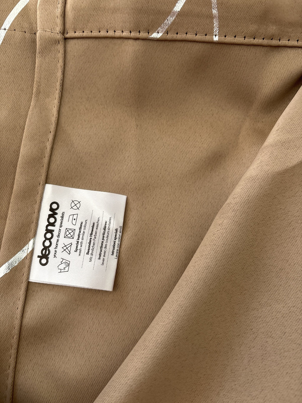 Blackout Taupe and diver detail Curtains  W52 x L54 One Pair