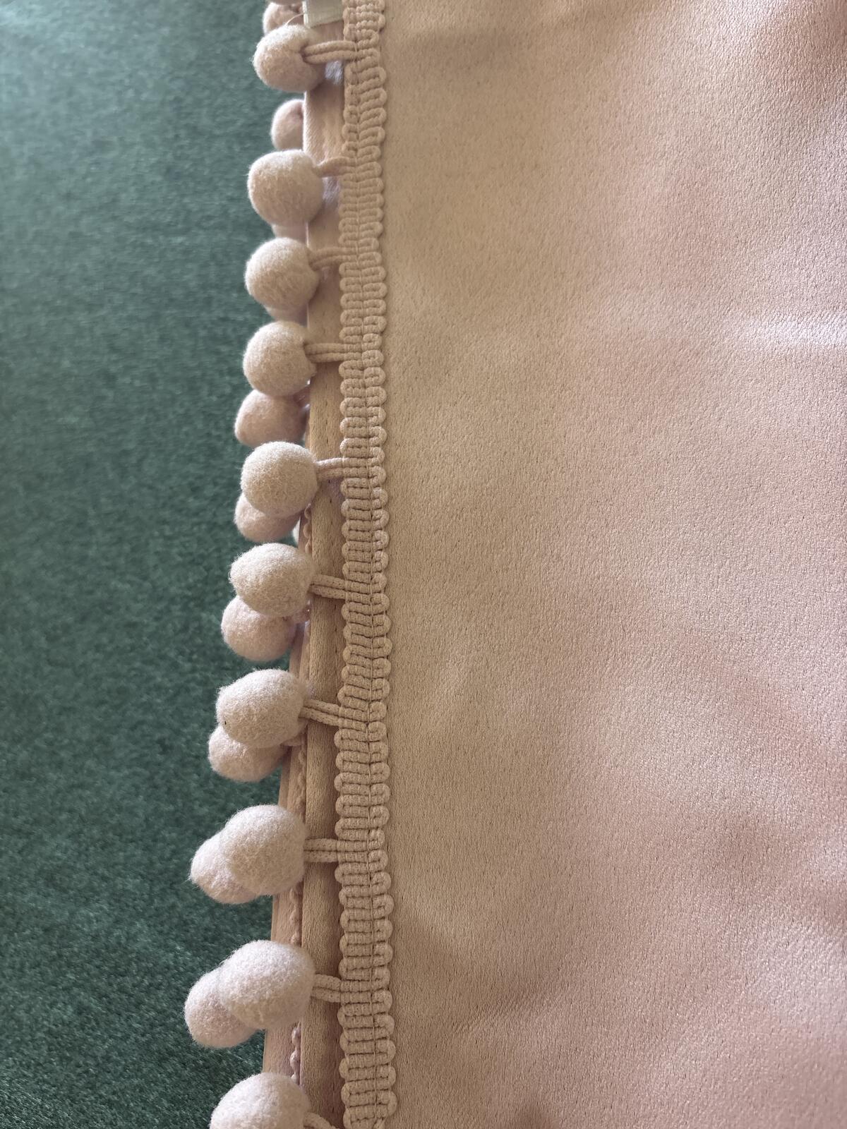 Pink Pom Pom Pencil pleat curtains 50" w x 90” long x2 Panels