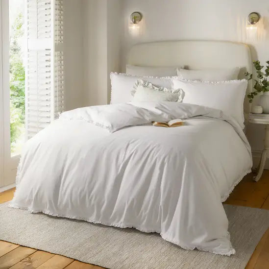 Wylder Tilly 100% Cotton Ruffle Duvet Cover Set White