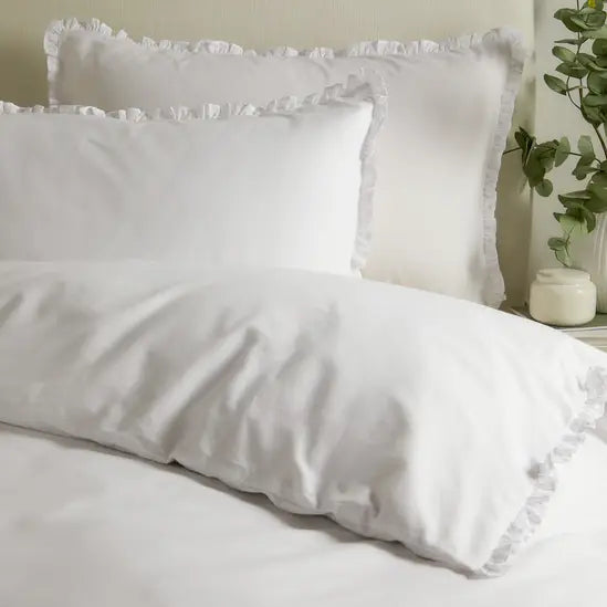 Wylder Tilly 100% Cotton Ruffle Duvet Cover Set White